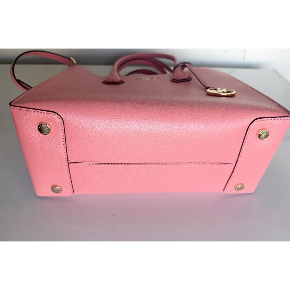 NWT Michael Kors Mercer Large Accordion Tote Pebbled Leather Grapefruit Pink - Picture 14 of 16